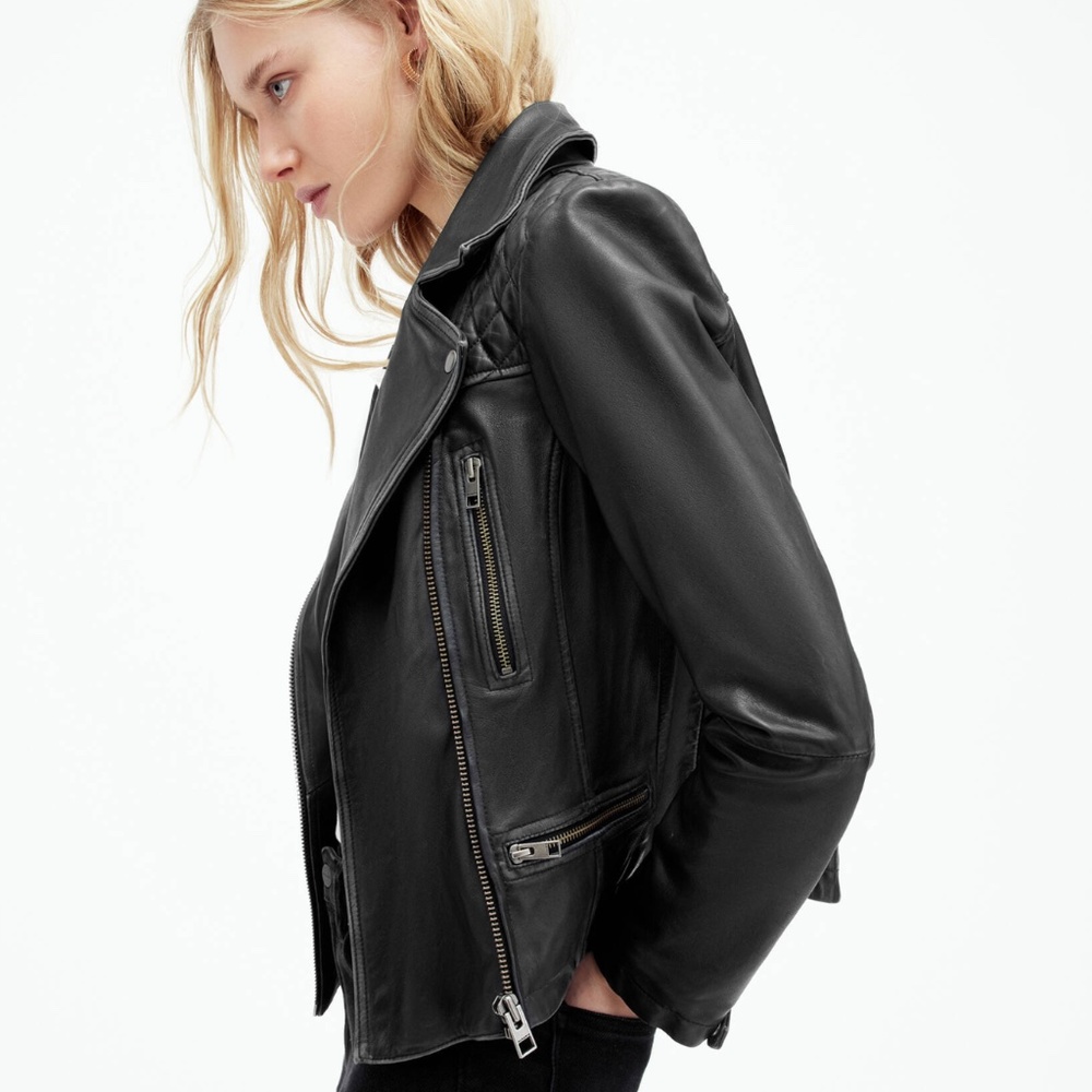 Distressed style All Saints leather jacket UK12 /US 8